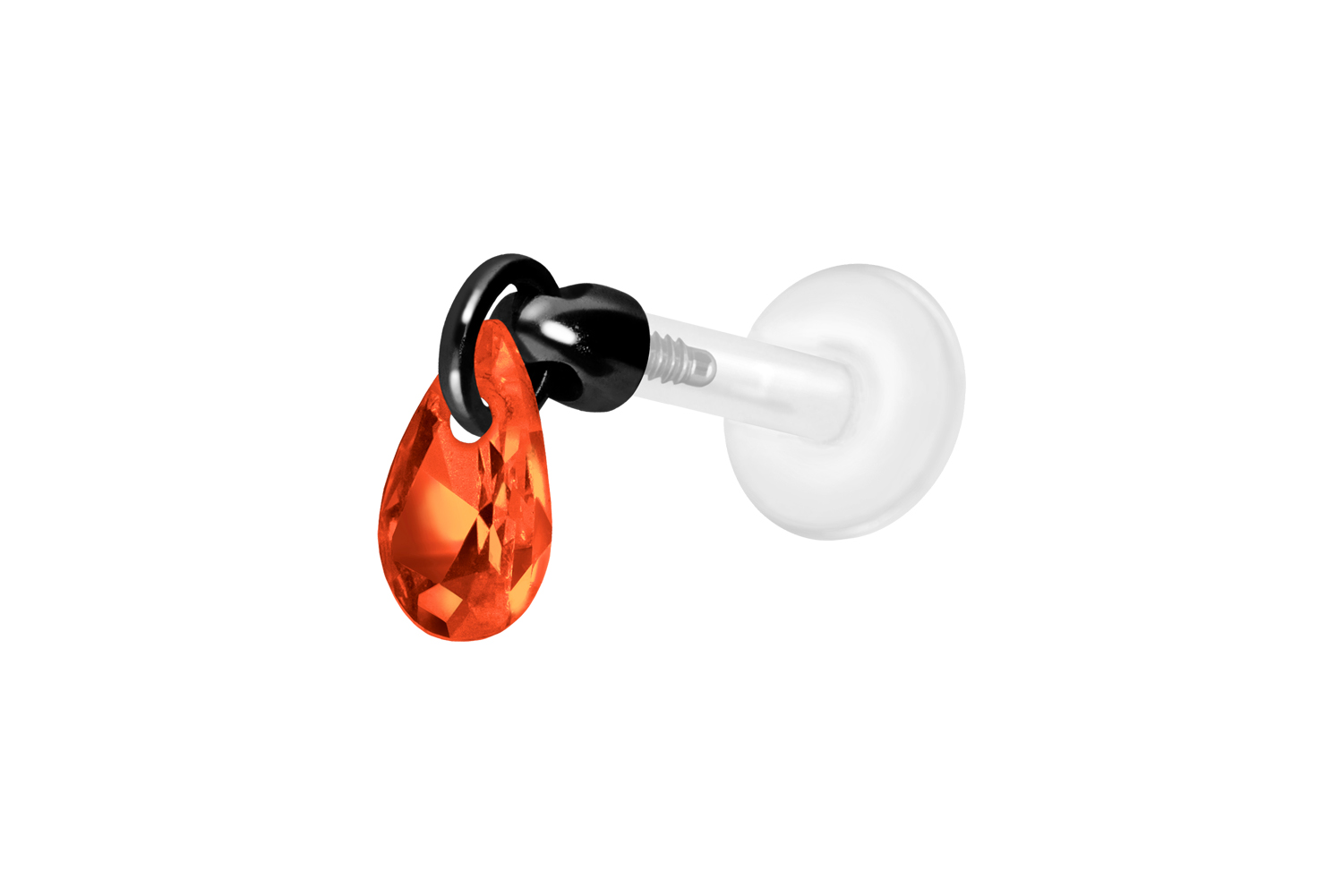 PTFE Labret Piercing mit Innengewinde + Titan-Aufsatz KRISTALLTROPFEN